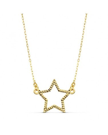 Collar oro 18k amarillo estrella texturizada 45cm