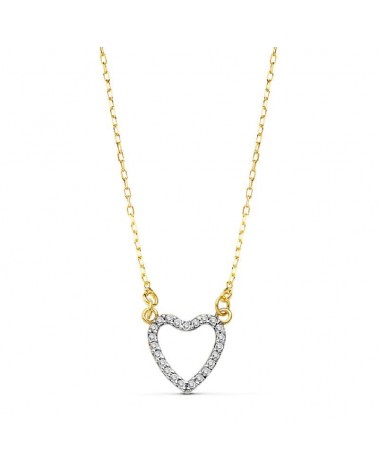Gargantilla oro 18k corazón circonitas 10x10 mm