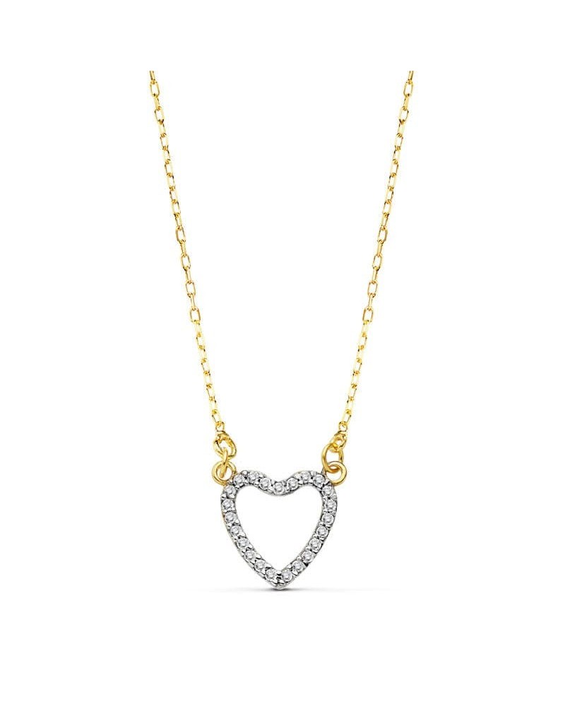 Gargantilla oro 18k corazón circonitas 10x10 mm