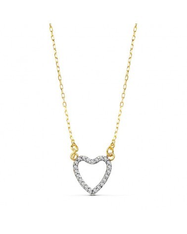 Gargantilla oro 18k corazón circonitas 10x10 mm