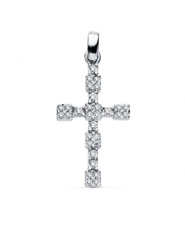 Cruz oro blanco 18k circonitas 21x13 mm