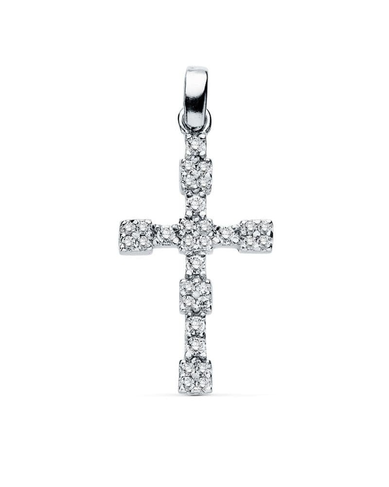 Cruz oro blanco 18k circonitas 21x13 mm