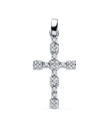 Cruz oro blanco 18k circonitas 21x13 mm
