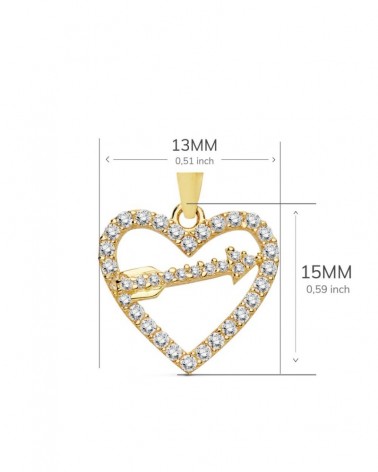 Colgante oro 18k corazón con flecha 15x13 mm