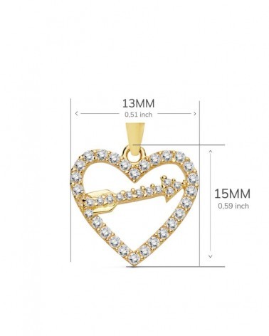 Colgante oro 18k corazón con flecha 15x13 mm