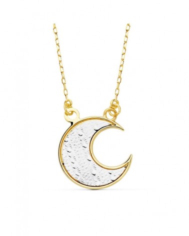Gargantilla oro 18k bicolor luna 14x14mm