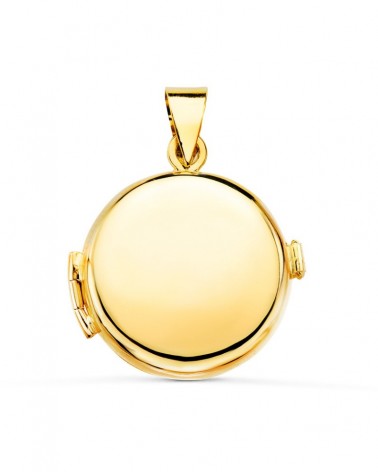 Guardapelo oro 18k redondo liso 21mm