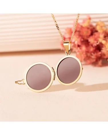 Guardapelo oro 18k redondo liso 21mm