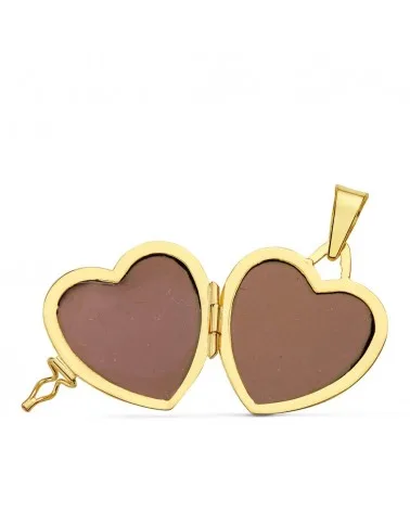 Guardapelo oro 18k corazón liso portafotos 21x21mm