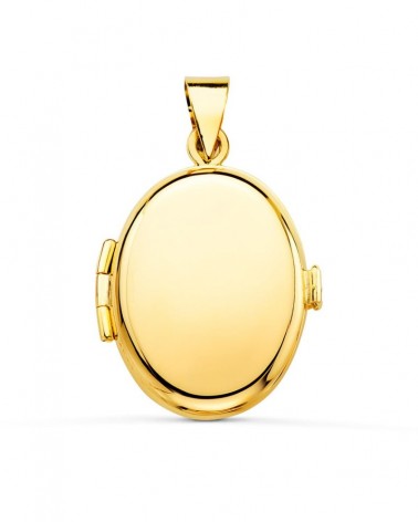 Guardapelo oro 18k oval liso portafotos 22x19mm
