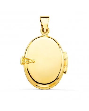 Guardapelo oro 18k oval liso portafotos 22x19mm