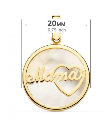 Colgante oro 18k Mamá nácar corazón 20mm
