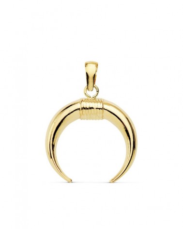 Colgante oro 18k amuleto cuerno 16x16 mm