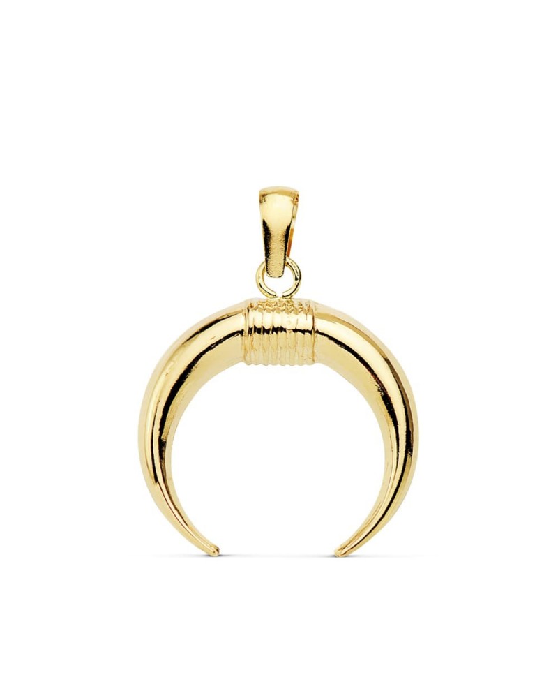 Colgante oro 18k amuleto cuerno 16x16 mm