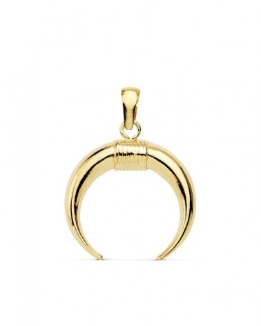 Colgante oro 18k amuleto cuerno 16x16 mm