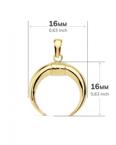 Colgante oro 18k amuleto cuerno 16x16 mm