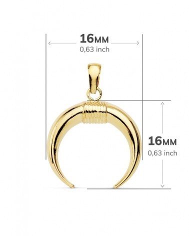 Colgante oro 18k amuleto cuerno 16x16 mm