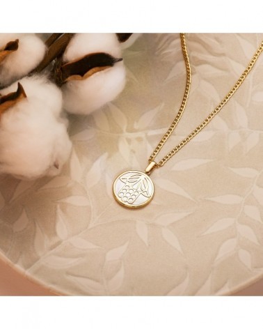 Colgante oro 18k Mano de Fátima nácar 20 mm