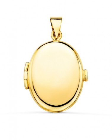 Guardapelo oro 18k oval liso portafotos 25x20mm