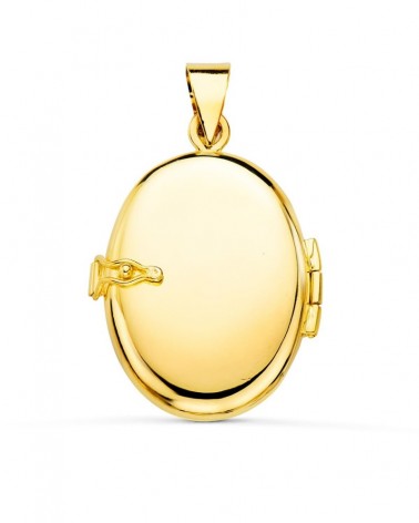 Guardapelo oro 18k oval liso portafotos 25x20mm