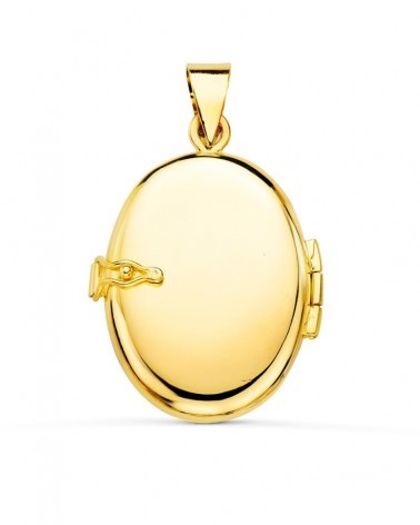 Guardapelo oro 18k oval liso portafotos 25x20mm