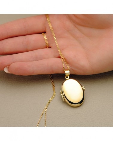 Guardapelo oro 18k oval liso portafotos 25x20mm
