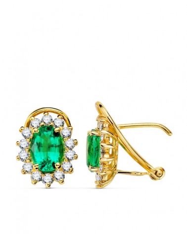 Pendientes oro 18k rubí natural circonita cierre omega