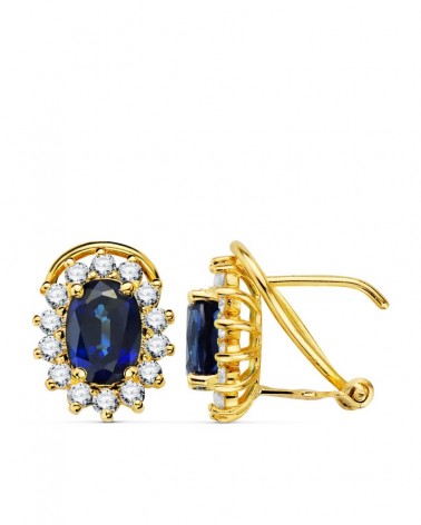 Pendientes oro 18k zafiro y diamantes laboratorio omega