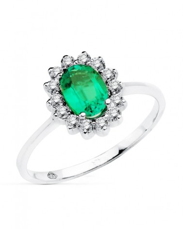 Colgante oro blanco 18k zafiro y diamantes de laboratorio