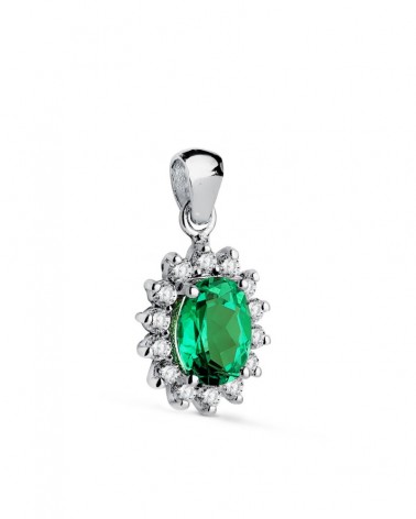 Colgante oro blanco 18k esmeralda diamante laboratorio