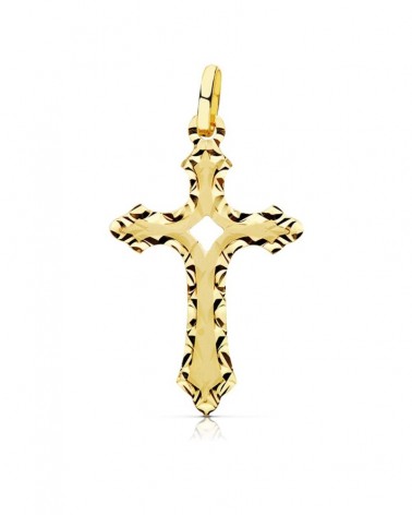 Cruz oro 18k amarillo tallada sin cristo 27x17 mm