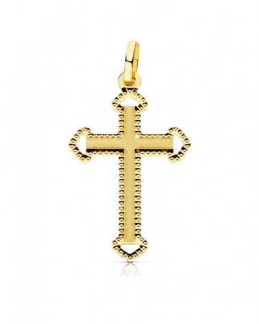 Cruz oro 18k amarillo tallada 28x17 mm