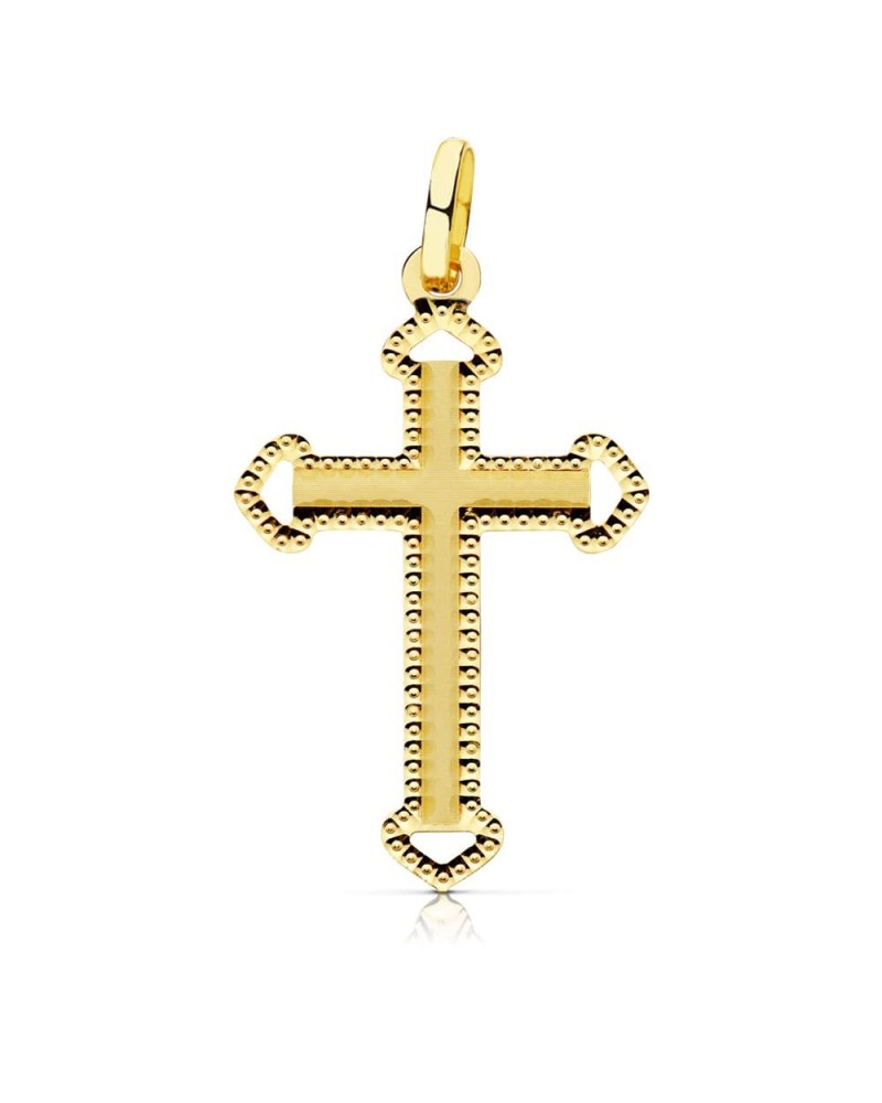 Cruz oro 18k amarillo tallada 28x17 mm