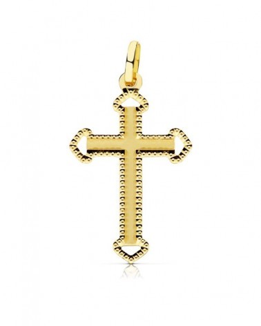 Cruz oro 18k amarillo tallada 28x17 mm