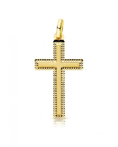 Cruz oro 18k amarillo tallada sin cristo 27x15mm