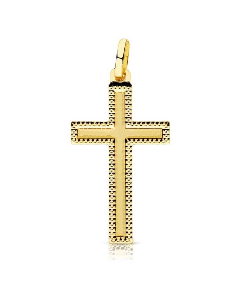Cruz oro 18k amarillo tallada sin cristo 27x15mm