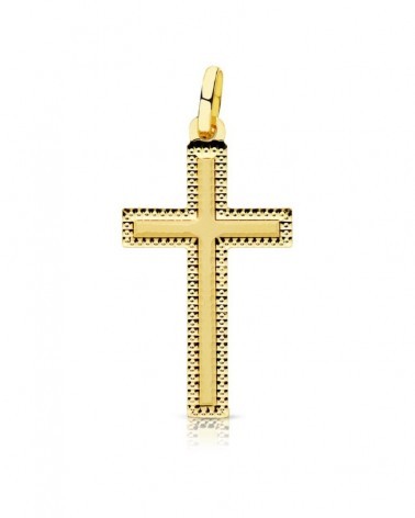 Cruz oro 18k amarillo tallada sin cristo 27x15mm
