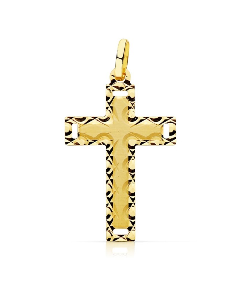 Cruz oro amarillo 18k tallada sin cristo 28x17mm