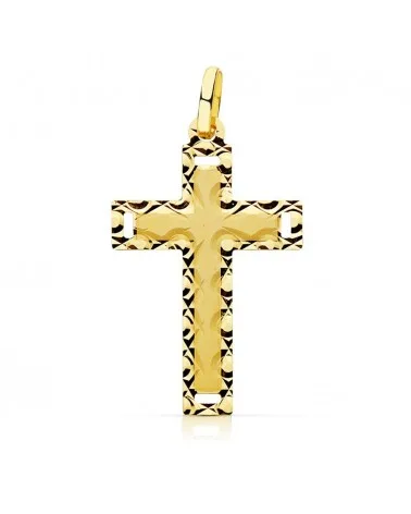 Cruz oro amarillo 18k tallada sin cristo 28x17mm