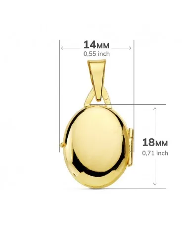 Guardapelo oro amarillo 18k oval liso 18x14 mm