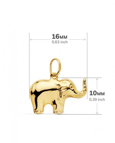 Colgante oro 18k elefante circonita 16x10 mm