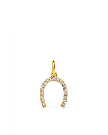 Colgante oro 18k herradura circonitas 11x9mm