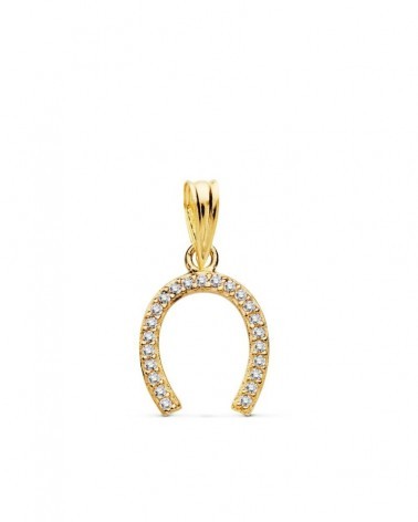 Colgante oro 18k herradura circonitas 12x11mm