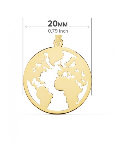 Colgante oro 18k mapamundi calado 20mm