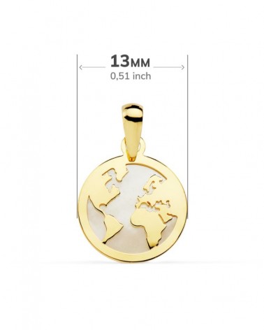 Colgante oro 18k mapamundi nácar 13 mm