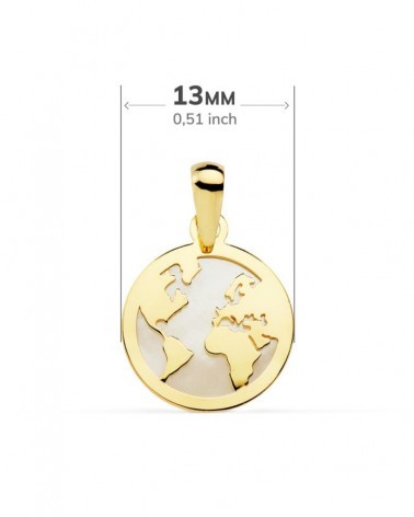 Colgante oro 18k mapamundi nácar 13 mm