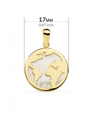 Colgante oro 18k mapamundi nácar 17mm