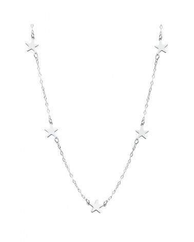 Gargantilla oro blanco 18k estrellas 42cm