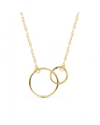 Collar oro 18k doble aro enlazado cadena 42 cm