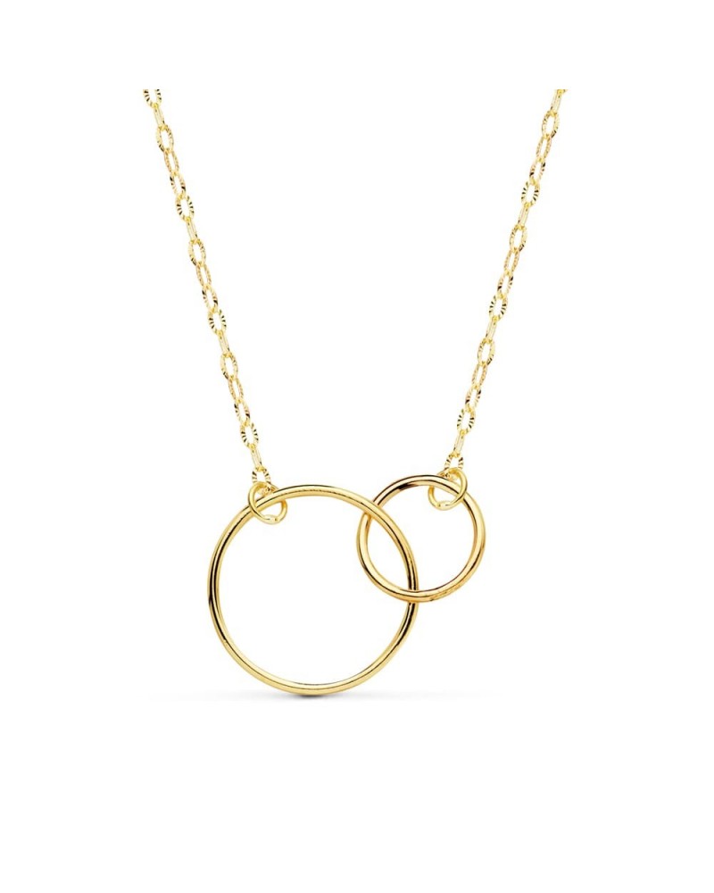 Collar oro 18k doble aro enlazado cadena 42 cm